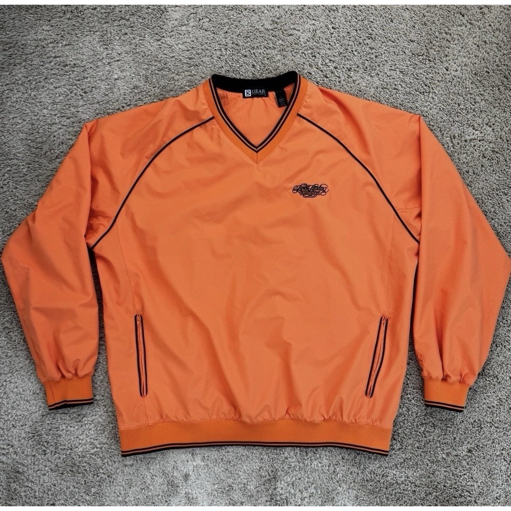 Gear For Sports Pullover Golf Windbreaker Men's Large Lightweight V‎ Neck Orange